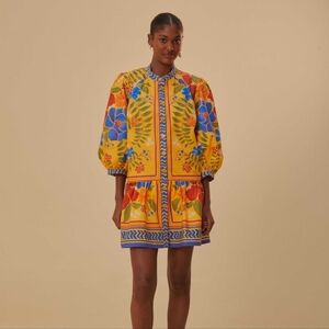 Farm Rio Yellow Floral Yard mini dress  XSmall   NWT!!!